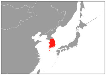 Republic of Korea map on gray base