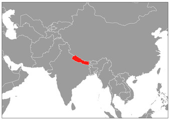 Nepal map on gray base
