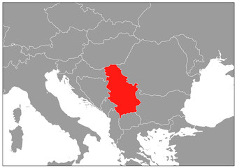 Serbia map on gray base
