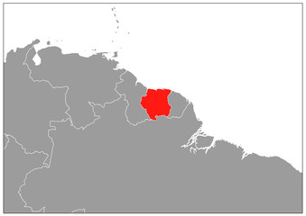 Suriname map on gray base
