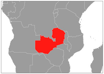 Zambia map on gray base