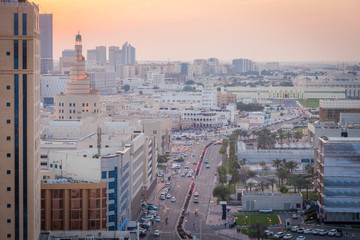 Aerial panorama of old Doha