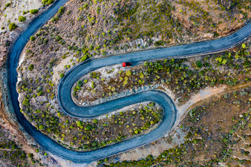 Gran Canaria summer road. Aerial photo 