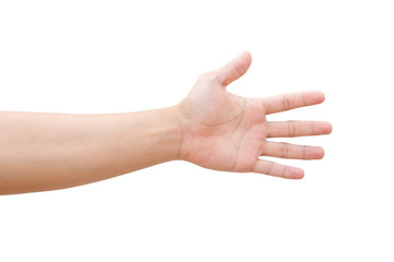 Man hand showing five count isolated on white background with clipping path