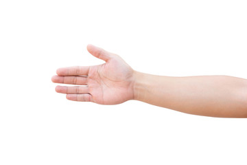Man hand showing five count isolated on white background with clipping path
