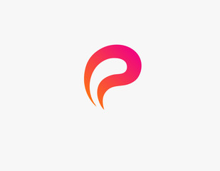 Creative logo letter P curved ribbon typography