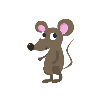 Cute cartoon mouse vector illustration.