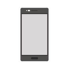 Grey mobile phone with blank screen. Fronv view mobile phone sign.
