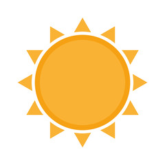Orange Sun with rays. Summer sun, vector icon.