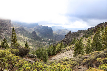Summer road background in mountains and free space for your decoration. Gran Canaria island 