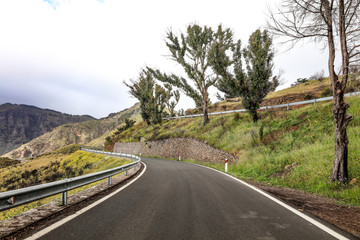 Summer road background in mountains and free space for your decoration. Gran Canaria island 