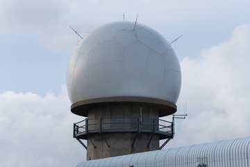 radar tower at Scotland with clouds at background