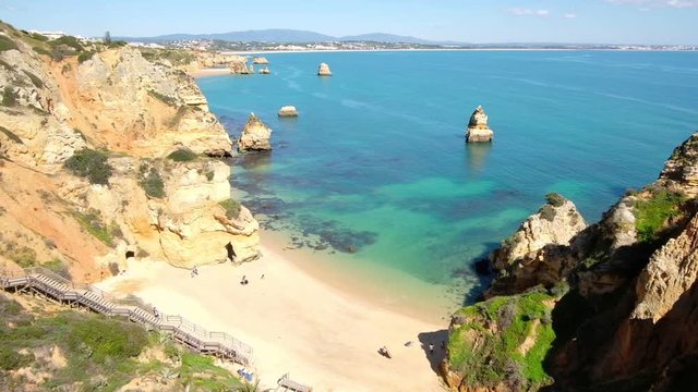 Aerial from Praia do Camillo in Lagos Portugal