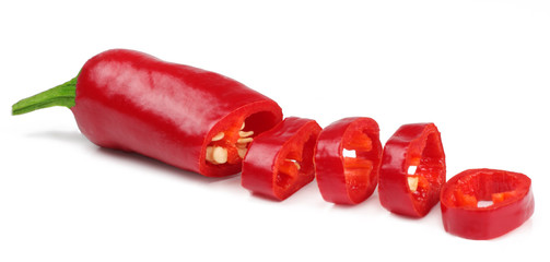 Pepper bitter sliced on white background isolated