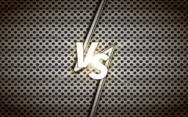 Industrial versus screen design template, battle headline on metallic grid