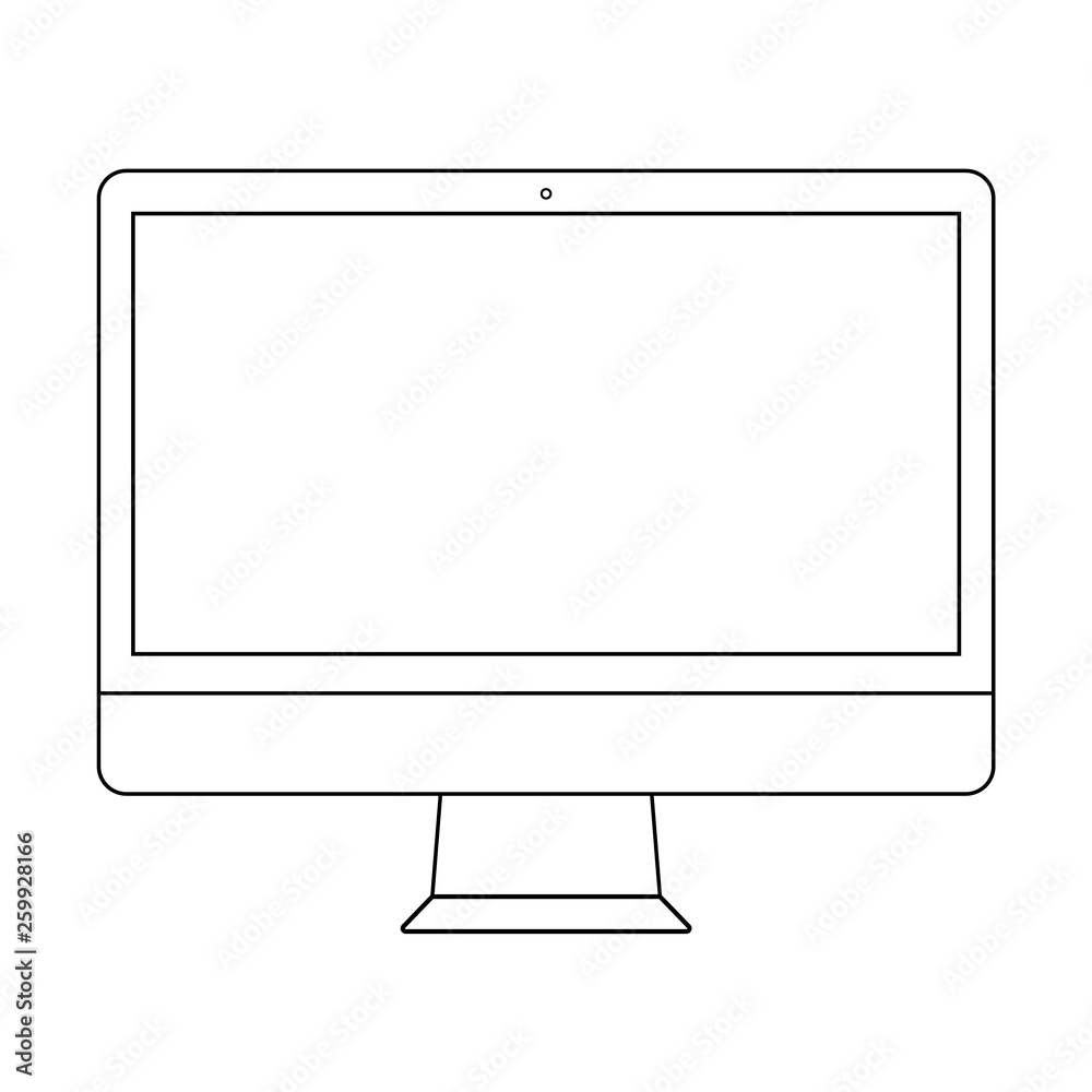 Fototapete Desktop computer outline. Screen desktop computer, monitor icon outline. Computer display outline vector eps10. 