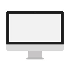 Desktop computer with grey screen, icon.Desctop compter with blank screen, vector.
