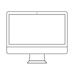 Desktop computer outline. Screen desktop computer, monitor icon outline. Computer display outline vector eps10. 