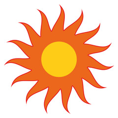 Orange Sun with red rays vector eps10. Orange Sun with rays.