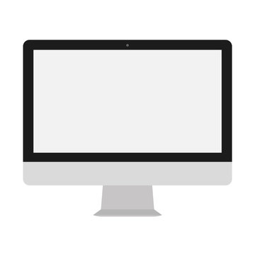 Desktop computer with grey screen, icon.Desctop compter with blank screen, vector.