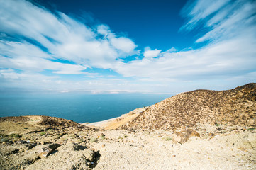 Scenic view from the panorama Dead Sea in Jordan
