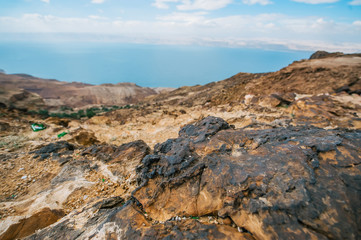 Fototapeta na wymiar Rock texture in the valley of Jordan