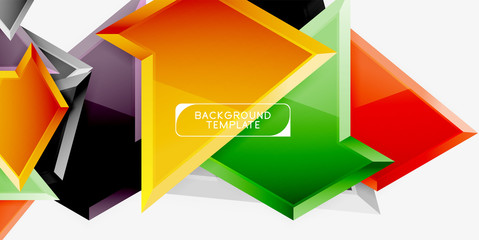 Bright colorful triangular poly 3d composition,abstract geometric background, minimal design, polygonal futuristic poster