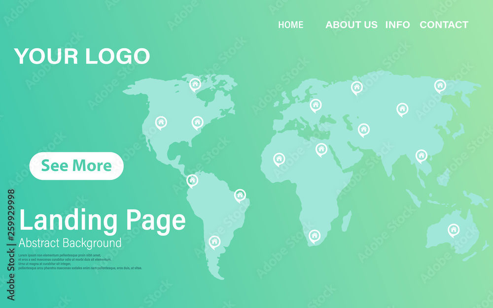 Poster website landing page background, with world map and points