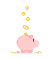 Piggy bank with coin vector illustration. The concept of banking or business services.