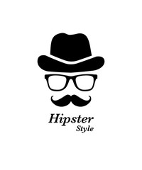 Vintage gentleman or hipster silhouette. Hat, glasses, mustache. Retro gentleman icon