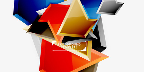 Minimal geometrical triangles with 3d effect abstract background template