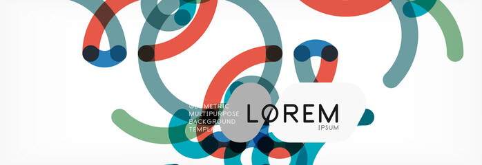 Curly wave lines abstract background design, transparent color lines on gray