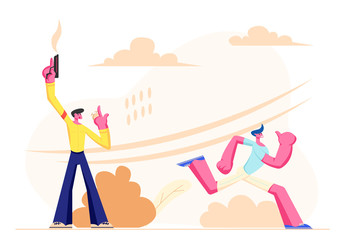 Running Competition Male Characters on Stadium