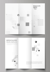 The minimal vector illustration of editable layouts. Modern creative covers design templates for trifold brochure or flyer. Abstract vector background with fluid geometric shapes.