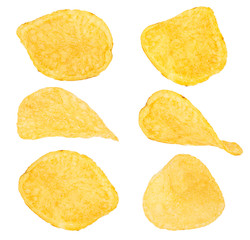 Potato chips isolated on a white background. Collection