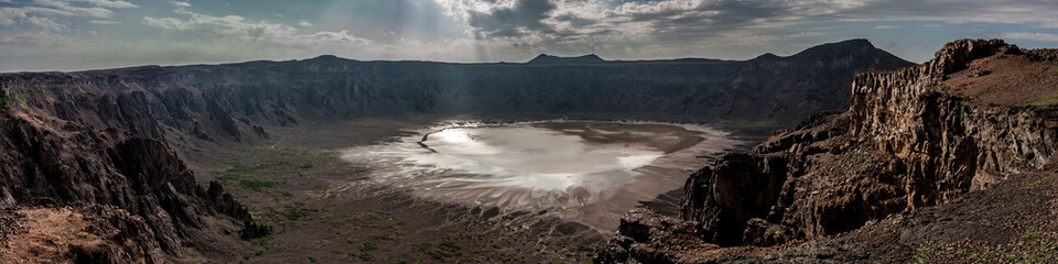 A panoramic view of the Al Wahbah volcanic crater, Saudi Arabia