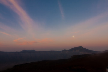 The moon rising over the Al Wahbah crater, Saudi Arabia