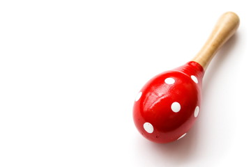 Maracas music instrument on white background. 