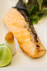 Grilled fish, Salmon shioyaki japanese food