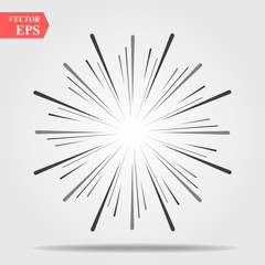 Obraz premium Burst of sun rays in hipster line style. Vector graphic lines of sun beams.Sun stylized geometrical pencil sketch ornament drawing for tattoo, decoration design element eps10