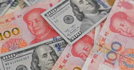 Chinese banknote RMB and USD