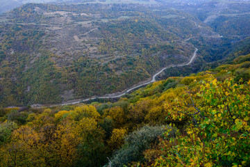 Fabulous autumn landscape with mountains and forest, Armenia