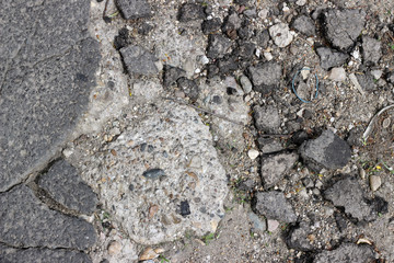Asphalt cracks fracture surface texture detail