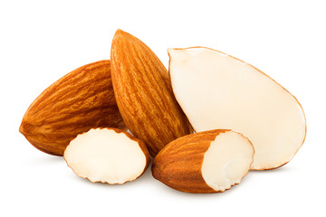 almond isolated on white background, clipping path, full depth of field