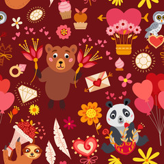 Fototapeta premium Seamless pattern with love elements. Vector illustration