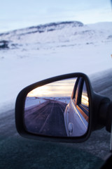 reflejo carretera nevada espejo retrovisor
