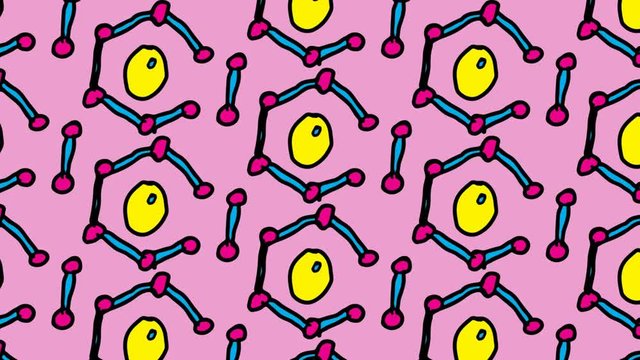 Kids Drawing Pop Art Seamless Background With Theme Of Molecule