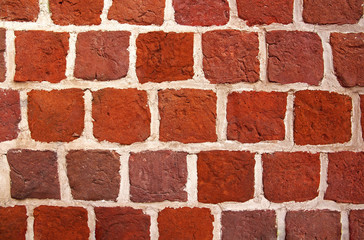 Wall of red bricks. Old brick wall background