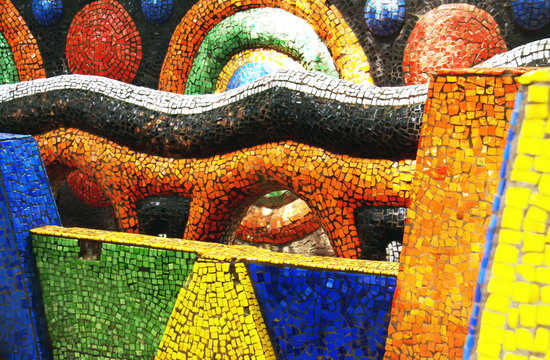 Tsereteli's mosaic playground. Oldenburgs seaside park in Gagra, Abkhazia. June 28, 2017