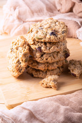 stack of cookies on a jute fabric